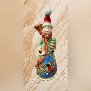 Vintage snow men cerámica Christmas ornament